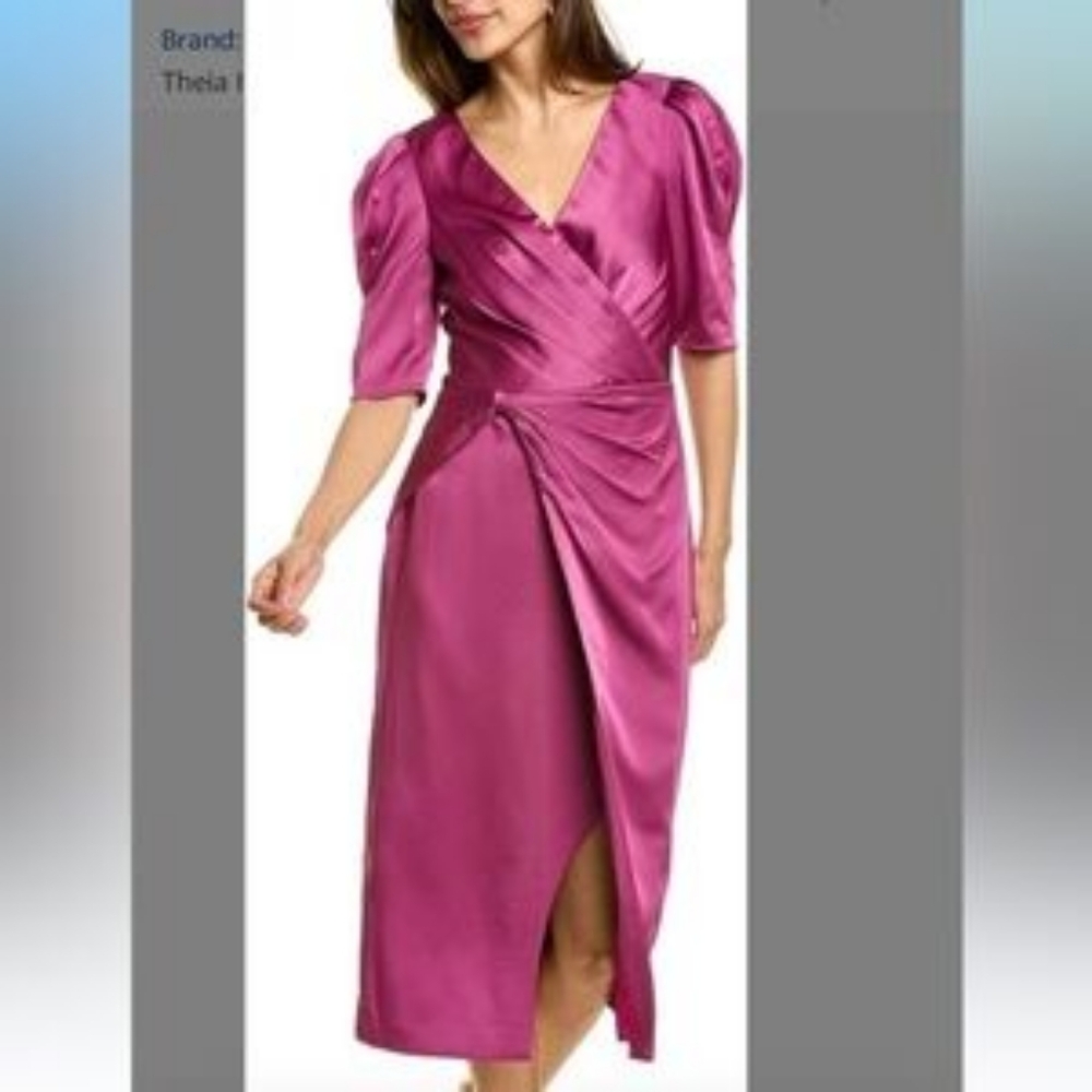 Elegant Fuchsia Wrap Dress Theia